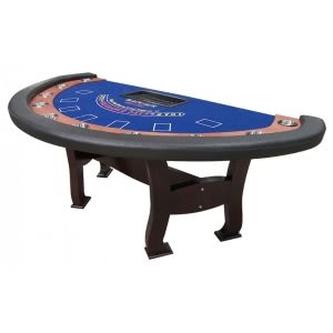 Blackjack Table with Classic H-Leg Design - Blue Top (BJ6BLUE)