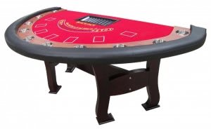 Blackjack Table with Classic H-Leg Design - Red Top (BJ6RED)
