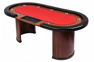  9 Person Casino Poker Table with Dealer Position - Red Top (SB9-RED)