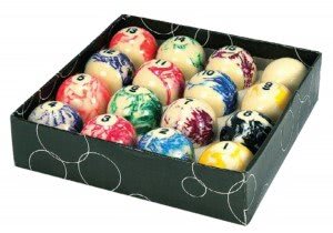 Competition 2'' (50.8mm) Marble Spots & Stripes Pool Ball Set