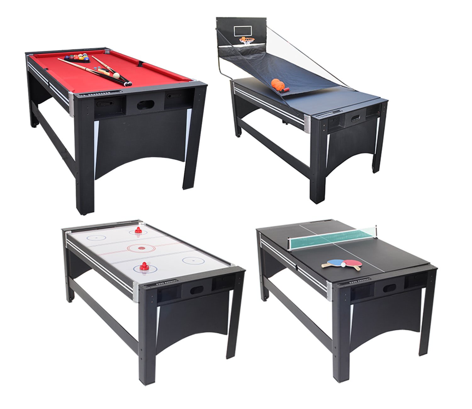 Strikeworth 4in1 Multi Games Table with Red Cloth Liberty Games