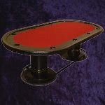 Oval 8' Poker Table with Metal Pedestal Legs