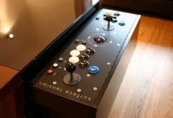 Contemporary Arcade Coffee Table - Walnut Button Panel