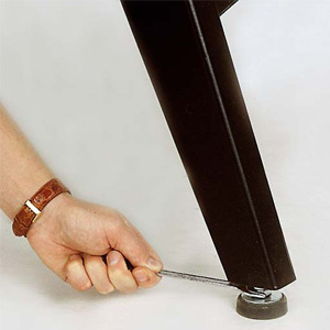 The leg of the Garlando G-5000 football table with level adjustment