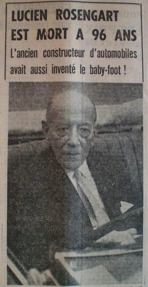 Obituary for Lucien Rosengart, inventor of baby-foot