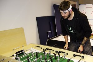 A game of table football played to gather biometric data
