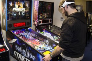 A game of pinball on Star Trek Pro, gathering biometric data