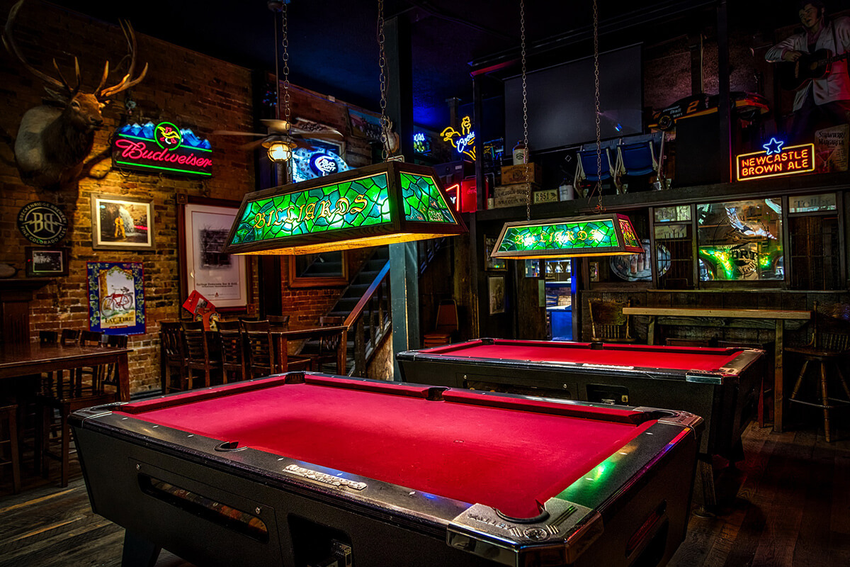 Pool tables in a lavish public bar