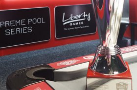The trophy and branding for the Liberty Games Open tournament