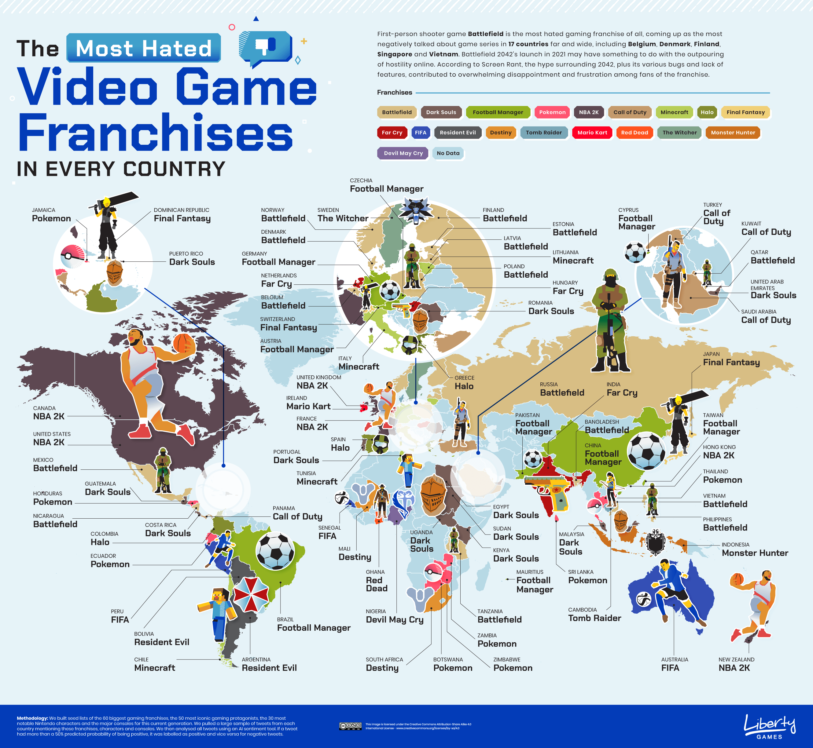 The most hated video games world map