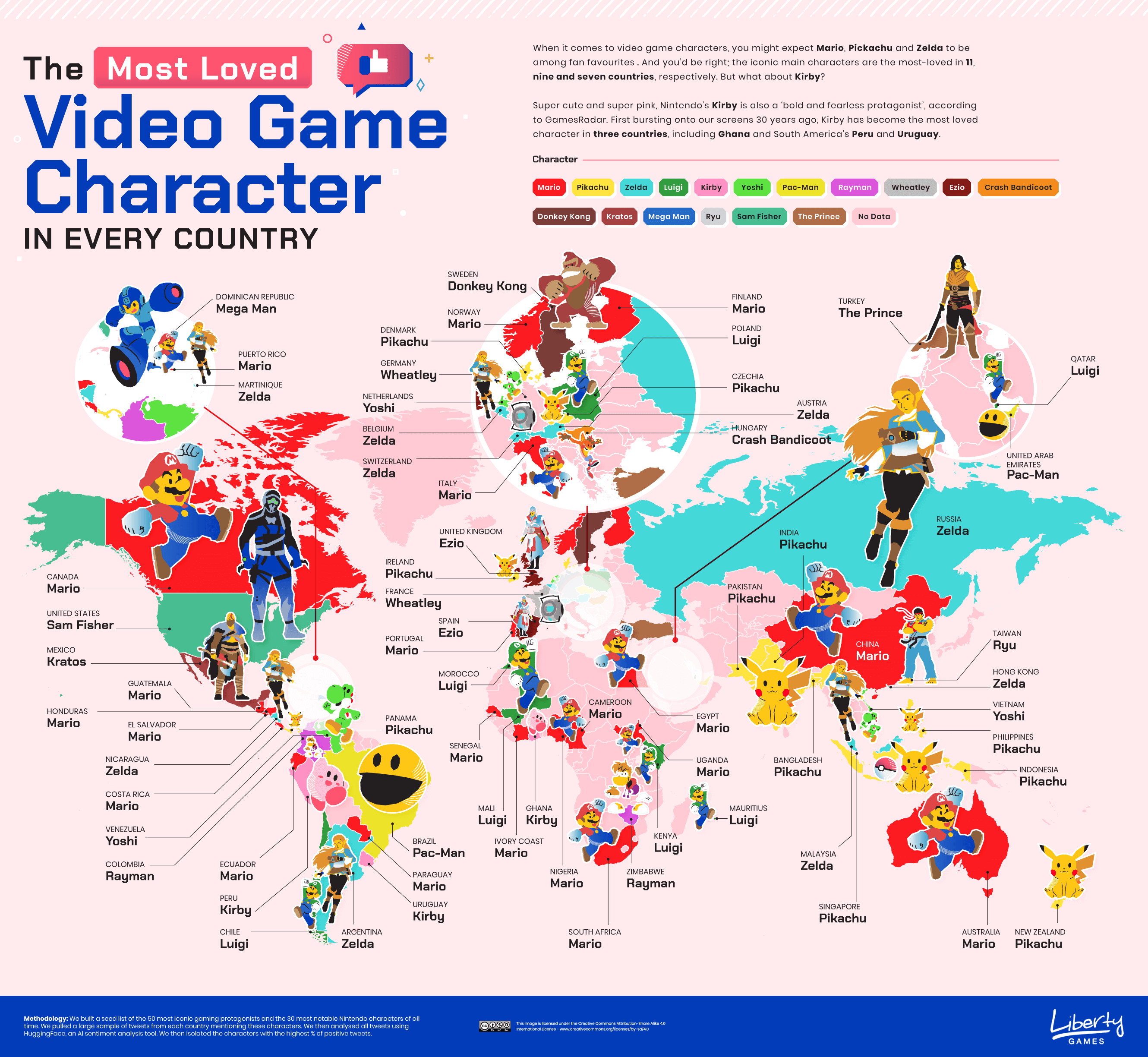 The most loved video game character world map
