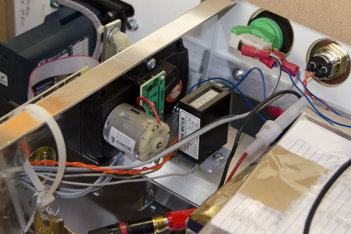 A raspberry pi inside a pool table