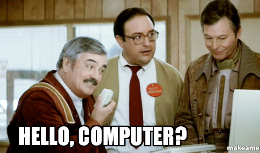 Scotty talks to a computer in Star Trek 4
