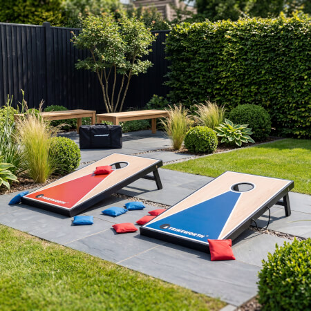Cornhole Premium Set (2 Boards + 8 Bags + Carry Case) by Strikeworth