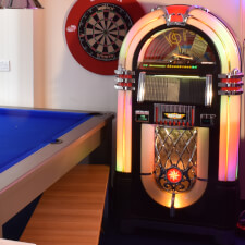 Rock-Ola Bubbler Black CD Jukebox in our showroom