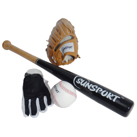 Sunsport Baseball Gloves, Bat & Ball