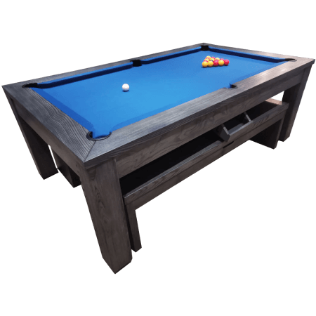 Pureline Lux Grey Solid Oak Slate Bed Pool Dining Table