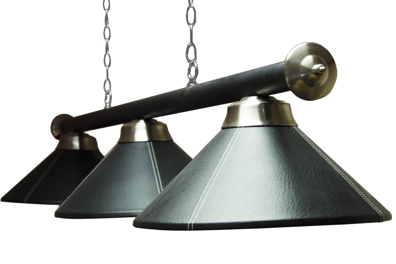 Black Leather Lamp Set with 3 Leather Shades