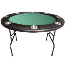 Round Poker Table with Folding Metal Legs