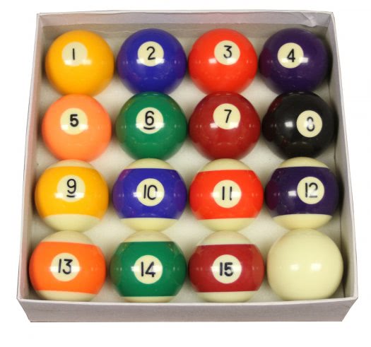 Competition 2 1/4'' (57mm) Spots & Stripes Pool Ball Set