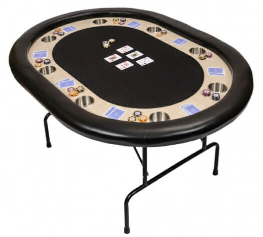 Premium Compact 8 Person Poker Table with Folding Legs (PT2400BLK)