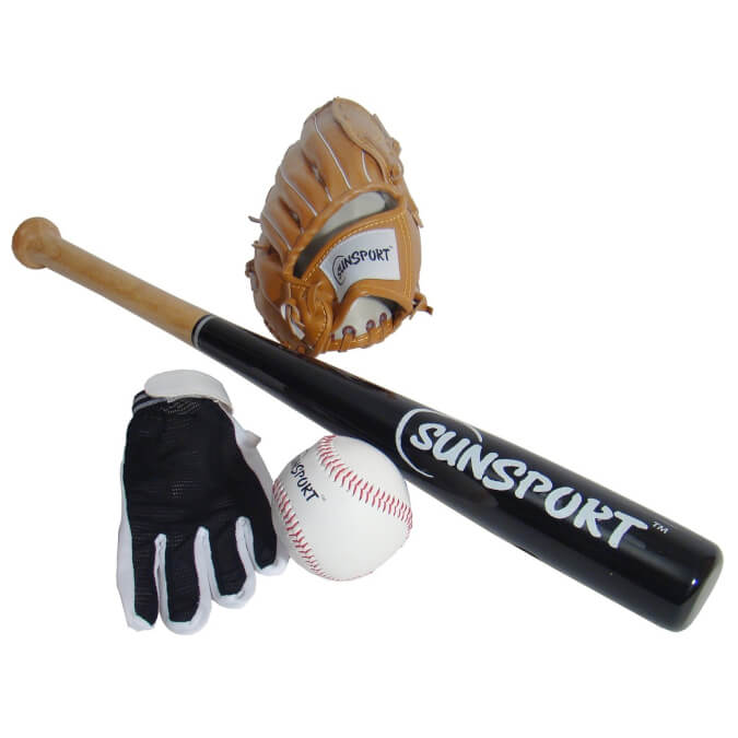 Sunsport Baseball Gloves, Bat & Ball