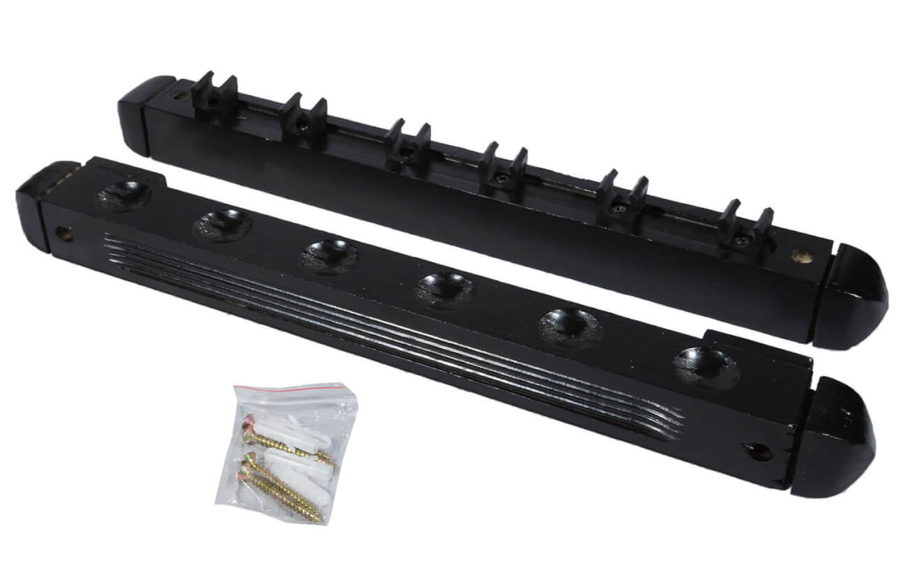 Wall Mounted Cue Rack For 6 Cues (Black)