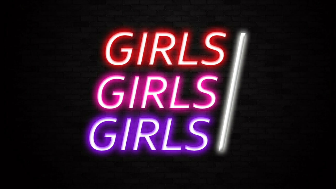 Girls Girls Girls Neon Bar Sign
