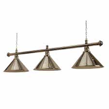 Chrome Pool Table Light & Three Coolie Shades