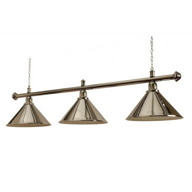 Chrome Pool Table Light & Three Coolie Shades