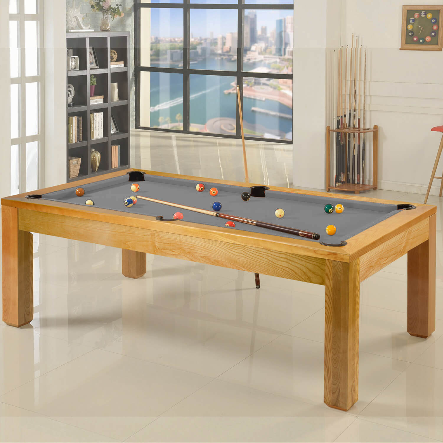 The Precision 7ft Solid Oak Slate Bed Pool Dining Table