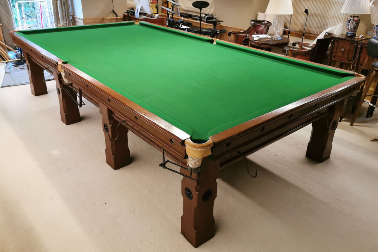 Fully Refurbished 12ft Early 1900s Solid Wood Slate Bed Snooker Table