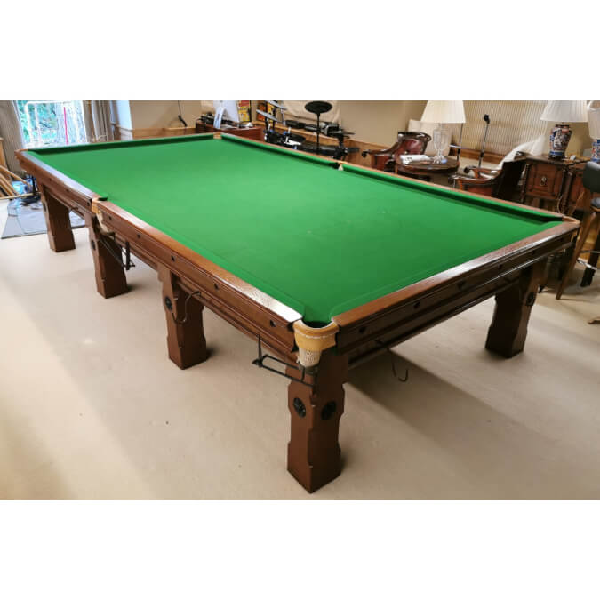Fully Refurbished 12ft Early 1900s Solid Wood Slate Bed Snooker Table