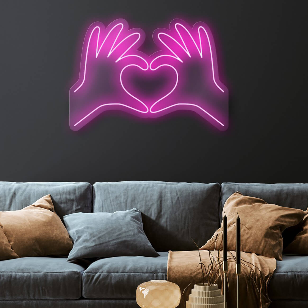 Fingers & Heart LED Neon Sign
