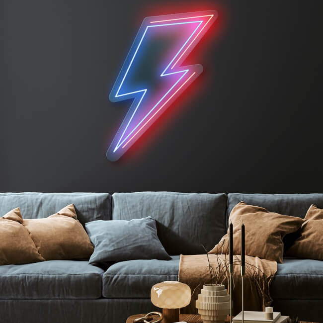 Lightning Bolt LED Neon Sign | Liberty Games