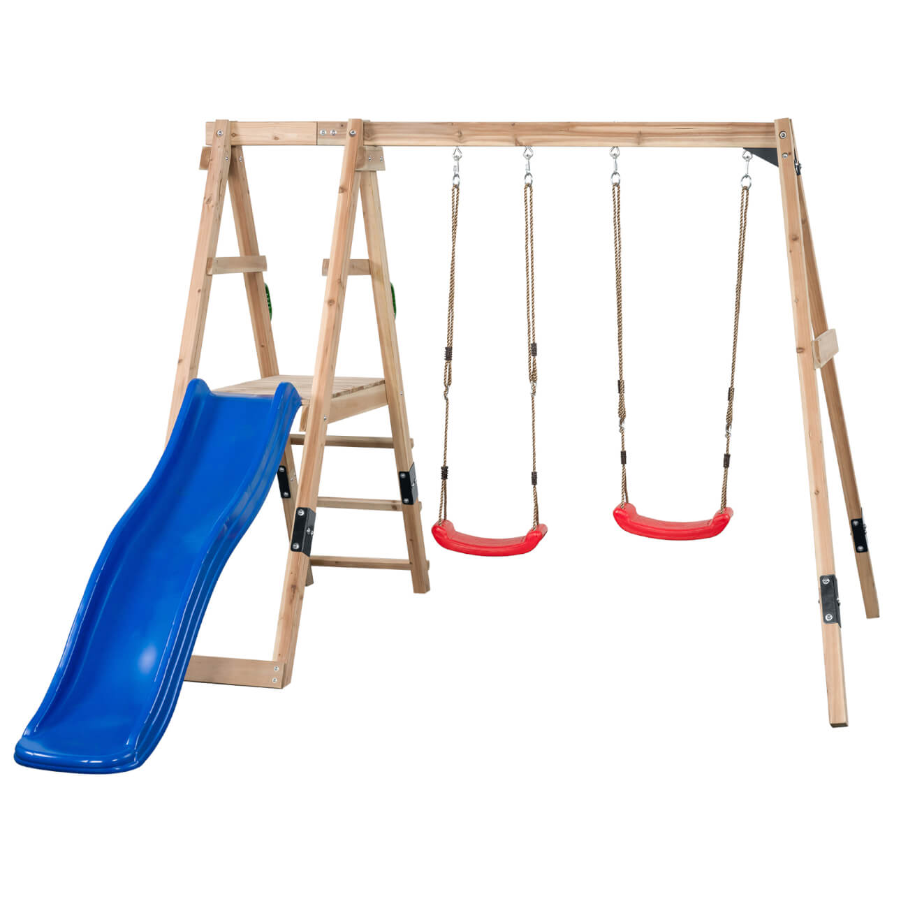 Ava Wooden Tower With Swings & Slide by Swing King