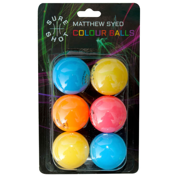 Matthew Syed Coloured Table Tennis Balls (Pack of 6 or 60)