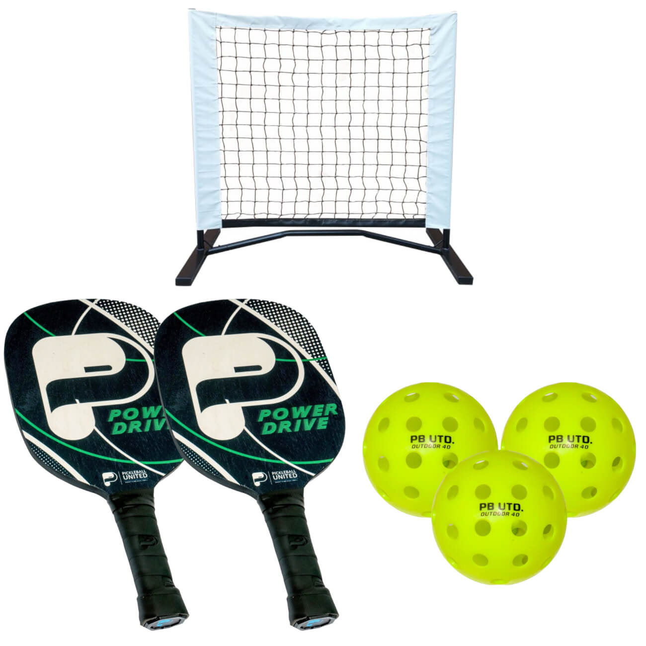 Pickleball United Power Drive Two-Player 3ft Net Outdoor Set