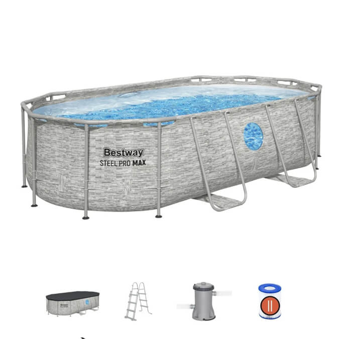 Bestway Steel Pro Max Splashview 14ft Oval Swimming Pool Set