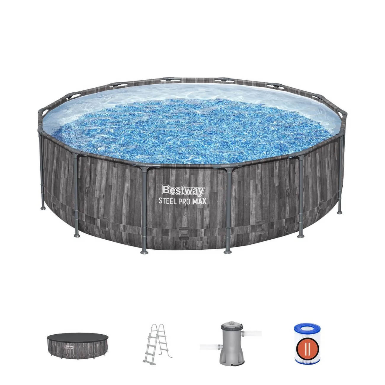 Bestway Steel Pro Max Grey Driftwood Swimming Pool Set