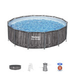 Bestway Steel Pro Max 14ft x 42in Grey Driftwood Swimming Pool Set
