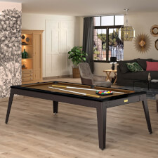 Rene Pierre Allure Slate Bed Pool Table - Top Frame Finish : Shiny Black, Leg & Body Finish : RAL 8019 (Grey Brown), Cloth Colour : Camel 