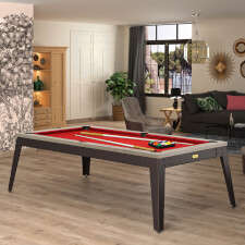 Rene Pierre Allure Slate Bed Pool Table - Top Frame Finish : Lahti, Leg & Body Finish : RAL 8019 (Grey Brown), Cloth Colour : Red