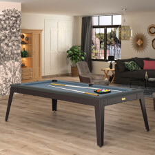 Rene Pierre Allure Slate Bed Pool Table - Top Frame Finish : Volcano Grey, Leg & Body Finish : RAL 8019 (Grey Brown), Cloth Colour : Powder Blue