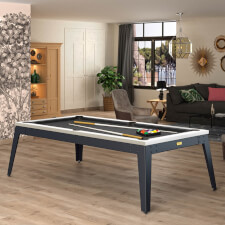 Rene Pierre Allure Slate Bed Pool Table - Top Frame Finish : Brilliant White, Leg & Body Finish : RAL 7024 (Graphite Grey), Cloth Colour : Slate Grey