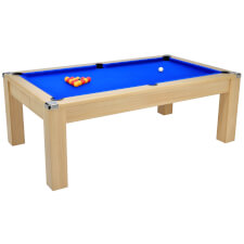 Avant Garde 2.0 Slate Bed Pool Dining Table - Table Finish : Oak, Cloth Colour : Blue