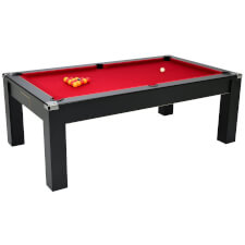 Avant Garde 2.0 Slate Bed Pool Dining Table - Table Finish : Black, Cloth Colour : Cherry Red