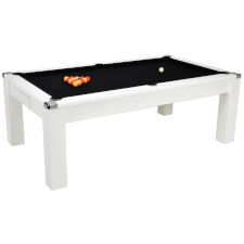 Avant Garde 2.0 Slate Bed Pool Dining Table - Table Finish : White, Cloth Colour : Black