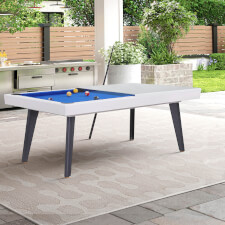 Pureline California Outdoor/Indoor 7ft Slate Bed Pool Dining Table - Table Finish : White, Add benches : No benches