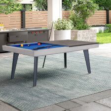 Pureline California Outdoor/Indoor 7ft Slate Bed Pool Dining Table - Table Finish : Stone, Add benches : No benches